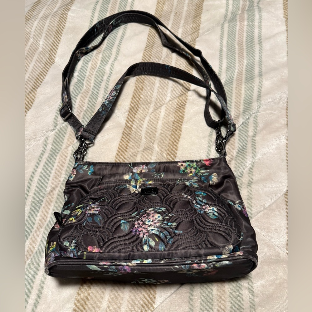 Lug Samba Bouquet Black Crossbody Bag with two straps.